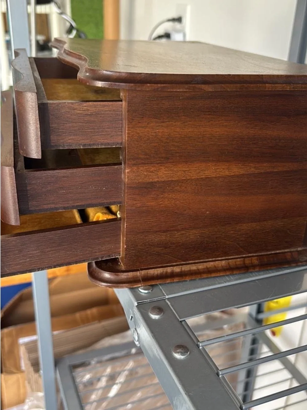 Vintage Wood  Flip Top Jewelry Box w/ 3 Drawers - Hiding Spot For money